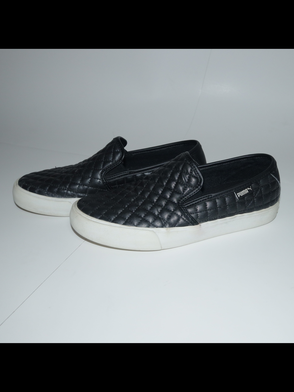 Puma Women's Black Quilted Slip-On Sneakers Size 8.5